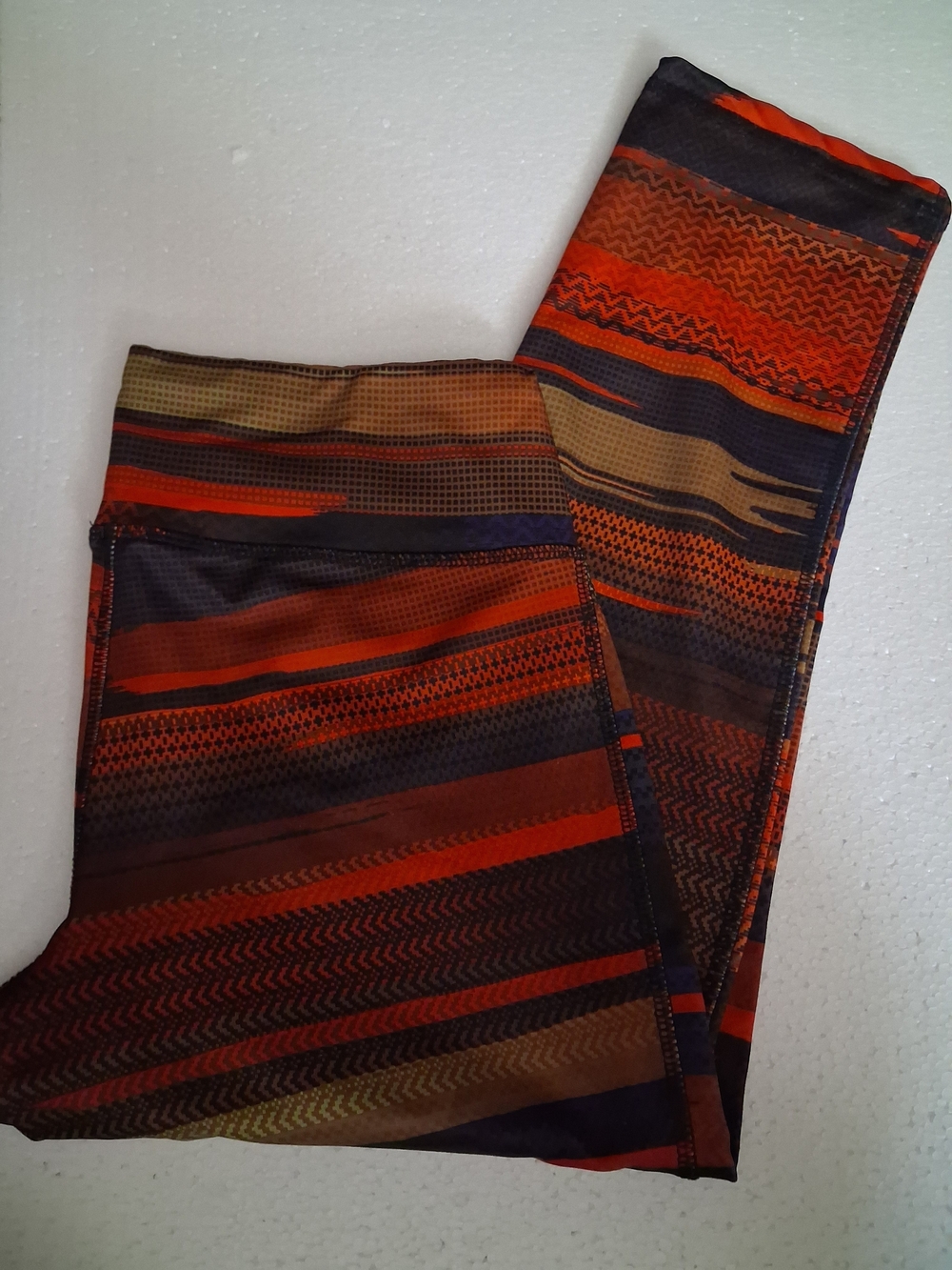 RBX Women's Multicolor Striped Leggings - Orange, Brown & Black